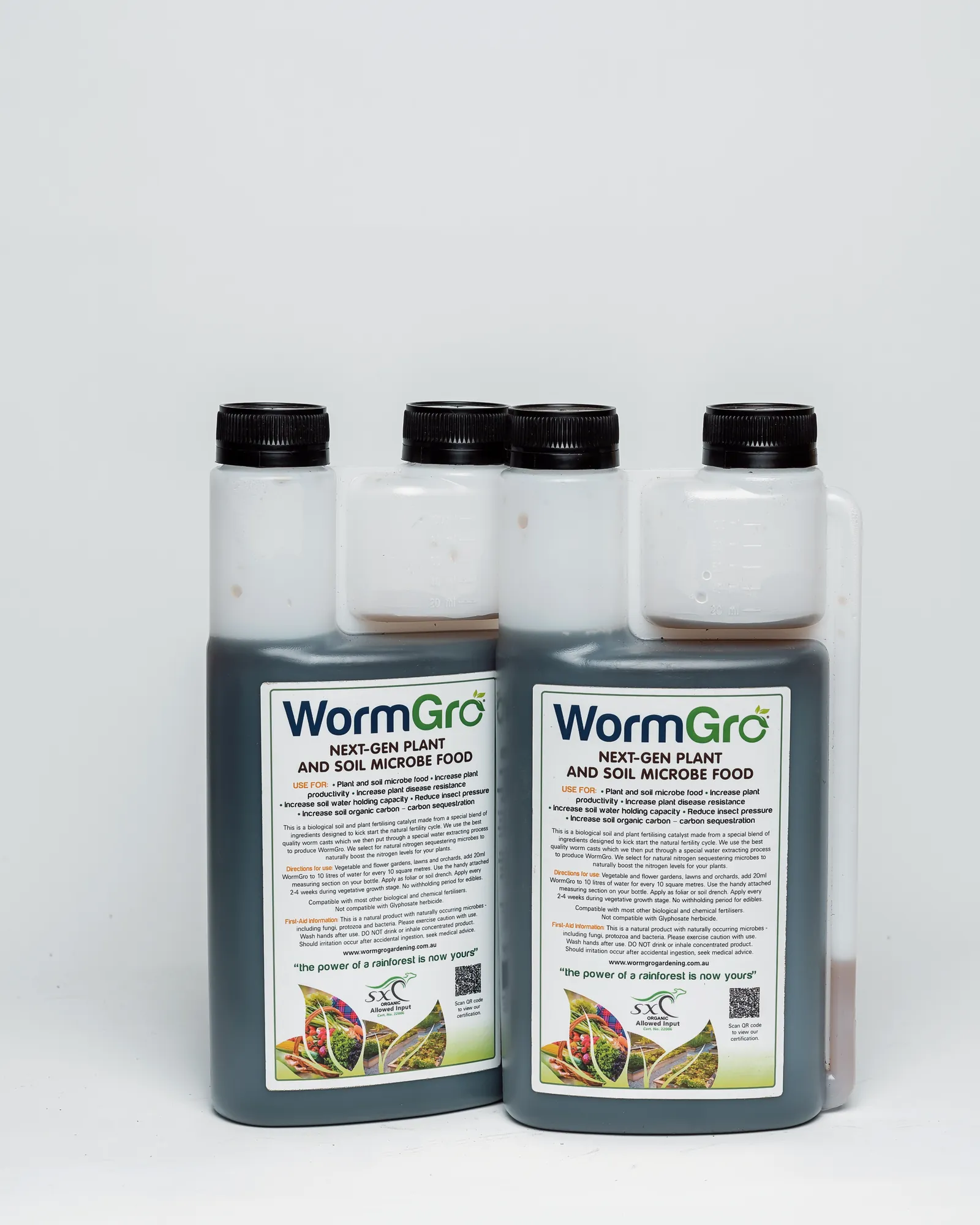 Three WormGro bottles ready for dispatch